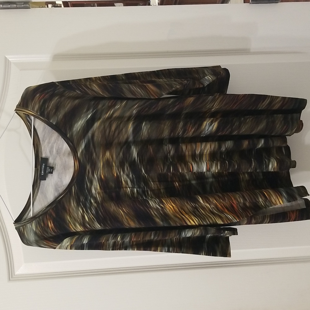 ⛱️Karen Kane Abstract Striped Multicolored 3/4 Sleeve Top Size 2X